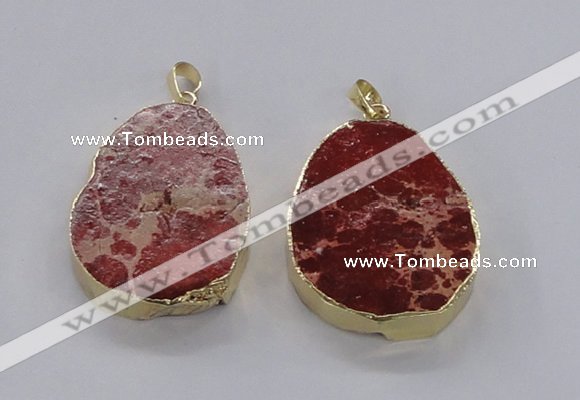 NGP2942 25*35mm – 35*45mm freeform sea sediment jasper pendants