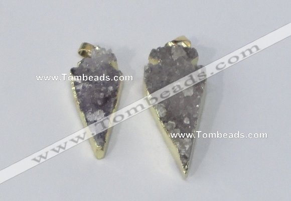 NGP2954 15*35mm - 20*45mm arrowhead druzy agate pendants wholesale