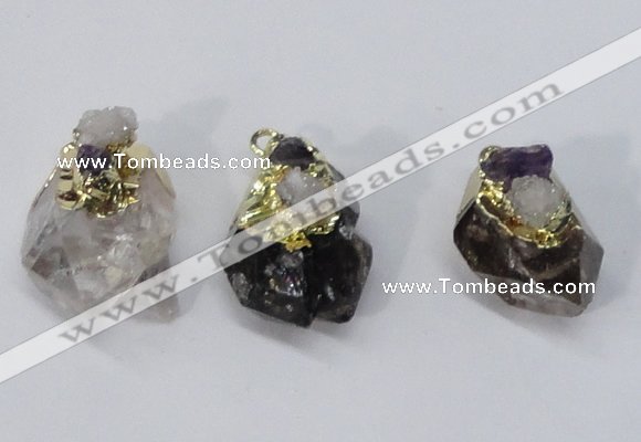 NGP2958 18*25mm - 20*35mm freeform mixed quartz pendants