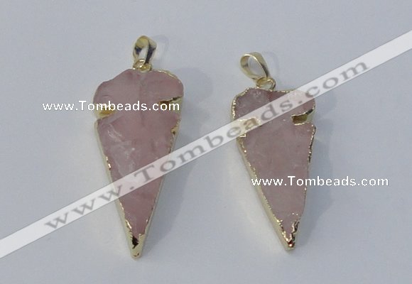 NGP3027 15*35mm – 20*50mm arrowhead rose quartz gemstone pendants