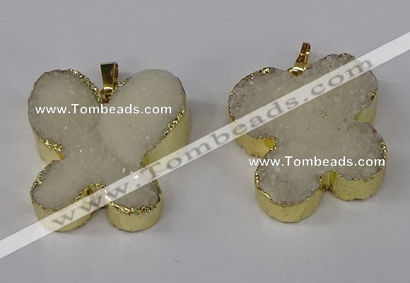 NGP3040 25*30mm - 30*35mm butterfly druzy agate pendants wholesale