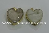 NGP3047 30*30mm heart druzy agate gemstone pendants