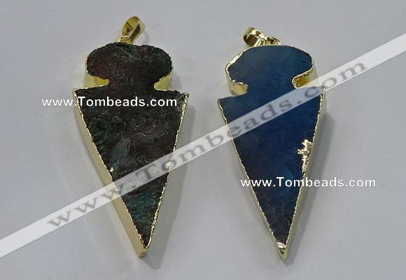 NGP3054 25*50mm - 28*55mm arrowhead agate pendants wholesale