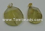 NGP3063 25*35mm – 35*45mm freeform lemon quartz pendants