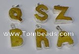 NGP3078 20*25mm - 25*30mm letter druzy agate pendants wholesale