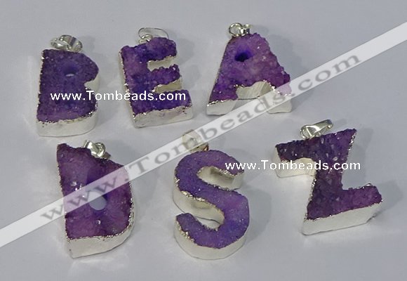 NGP3079 20*25mm - 25*30mm letter druzy agate pendants wholesale