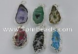 NGP3105 25*40mm - 30*50mm freeform druzy agate gemstone pendants