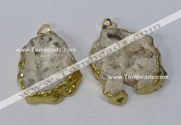 NGP3135 25*35mm - 40*50mm freeform plated druzy agate pendants