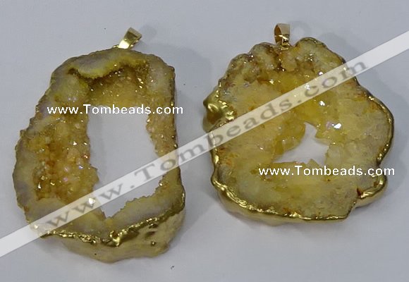 NGP3136 25*35mm - 40*50mm freeform plated druzy agate pendants