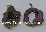 NGP3146 25*35mm - 40*50mm freeform plated druzy agate pendants