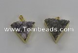 NGP3220 25*30mm - 30*35mm triangle druzy agate pendants