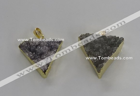 NGP3220 25*30mm - 30*35mm triangle druzy agate pendants