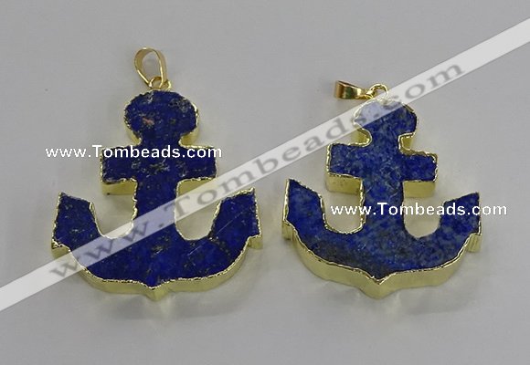 NGP3222 38*42mm - 40*45mm anchor lapis lazuli gemstone pendants