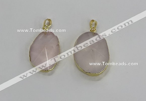 NGP3270 18*25mm - 30*35mm freeform rose quartz pendants