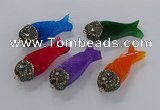 NGP3278 16*52mm - 18*56mm fish-shaped agate gemstone pendants