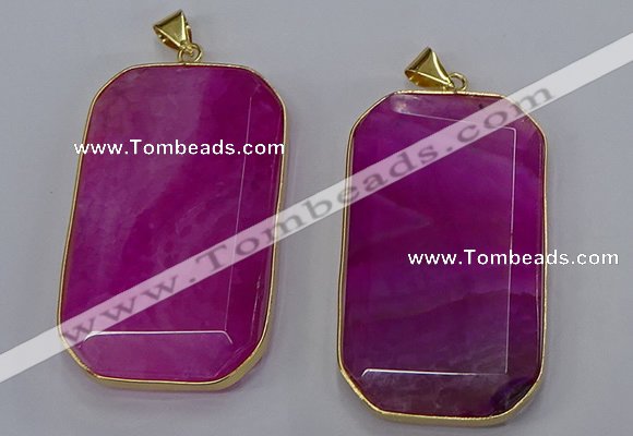 NGP3282 35*60mm octagonal agate gemstone pendants wholesale