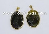 NGP3293 33*45mm faceted oval agate gemstone pendants wholesale