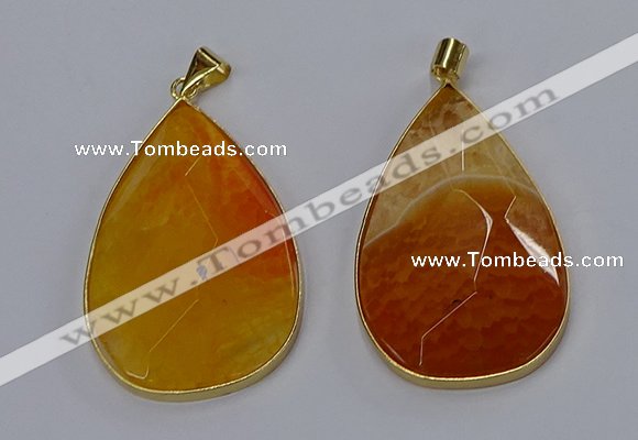 NGP3294 37*57mm faceted flat teardrop agate gemstone pendants