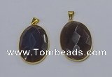 NGP3295 33*45mm faceted oval agate gemstone pendants wholesale