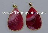 NGP3296 37*57mm faceted flat teardrop agate gemstone pendants