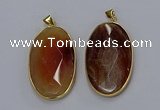 NGP3298 34*57mm faceted oval agate gemstone pendants wholesale