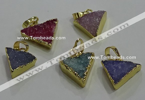 NGP3435 12*16mm - 15*20mm triangle druzy agate gemstone pendants