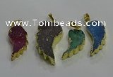 NGP3436 15*25mm - 18*35mm wing-shaped druzy agate gemstone pendants