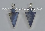 NGP3491 15*30mm - 18*40mm arrowhead blue lace agate pendants