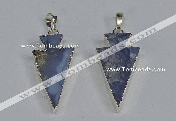 NGP3491 15*30mm - 18*40mm arrowhead blue lace agate pendants