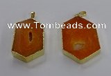 NGP3494 25*40mm - 30*45mm hexagon druzy agate pendants