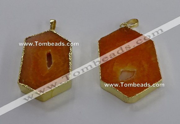 NGP3494 25*40mm - 30*45mm hexagon druzy agate pendants