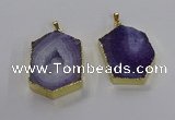 NGP3495 25*40mm - 30*45mm hexagon druzy agate pendants