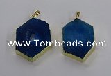 NGP3497 25*40mm - 30*45mm hexagon druzy agate pendants