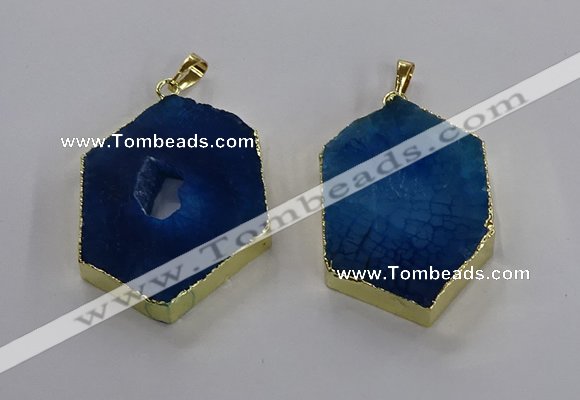 NGP3497 25*40mm - 30*45mm hexagon druzy agate pendants