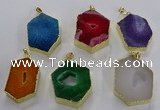 NGP3501 25*40mm - 30*45mm hexagon druzy agate pendants