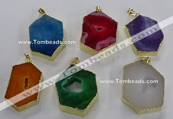 NGP3501 25*40mm - 30*45mm hexagon druzy agate pendants