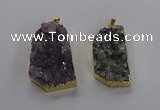 NGP3506 22*40mm - 30*45mm freeform druzy amethyst pendants