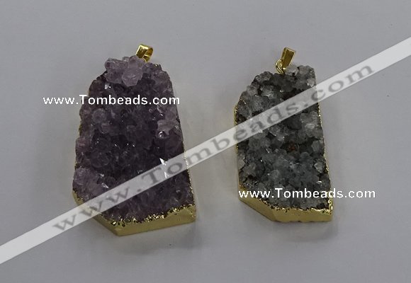 NGP3506 22*40mm - 30*45mm freeform druzy amethyst pendants