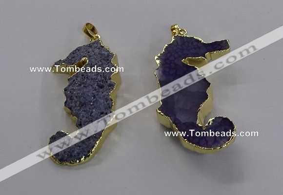 NGP3532 22*58mm - 25*55mm seahorse agate gemstone pendants