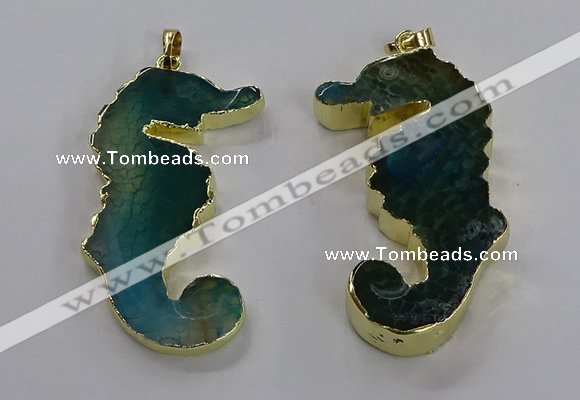 NGP3544 22*58mm - 25*55mm seahorse agate pendants wholesale