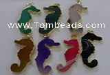 NGP3548 22*58mm - 25*55mm seahorse agate pendants wholesale