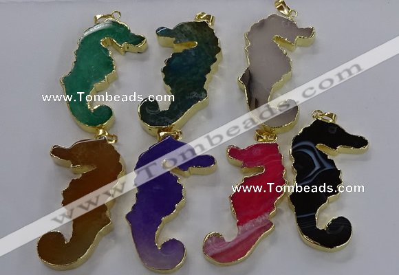 NGP3548 22*58mm - 25*55mm seahorse agate pendants wholesale