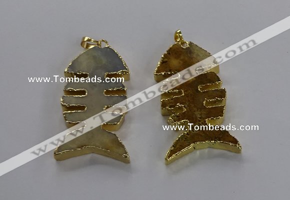 NGP3563 25*50mm - 28*55mm fishbone agate gemstone pendants