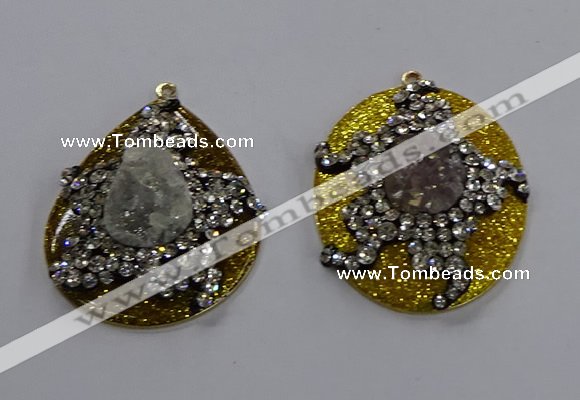 NGP3575 35*45mm freeform druzy agate pendants wholesale
