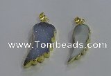 NGP3603 15*30mm - 18*40mm wing-shaped druzy agate pendants