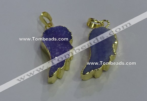 NGP3605 15*30mm - 18*40mm wing-shaped druzy agate pendants