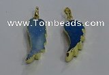 NGP3607 15*30mm - 18*40mm wing-shaped druzy agate pendants