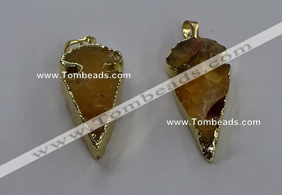 NGP3613 15*30mm - 20*40mm arrowhead druzy agate pendants