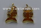 NGP3643 25*50mm - 28*55mm fishbone agate gemstone pendants