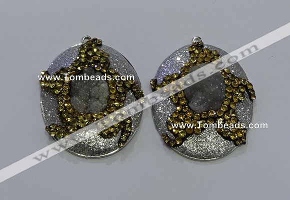 NGP3671 35*45mm oval druzy agate pendants wholesale